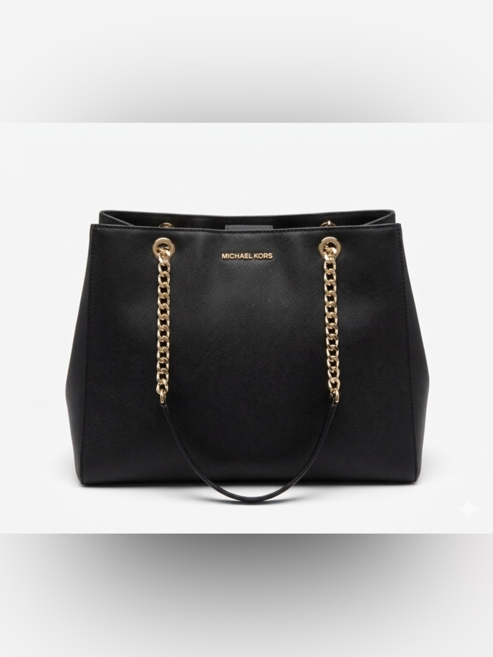 Michael Kors Black Tote with Gold Chain
